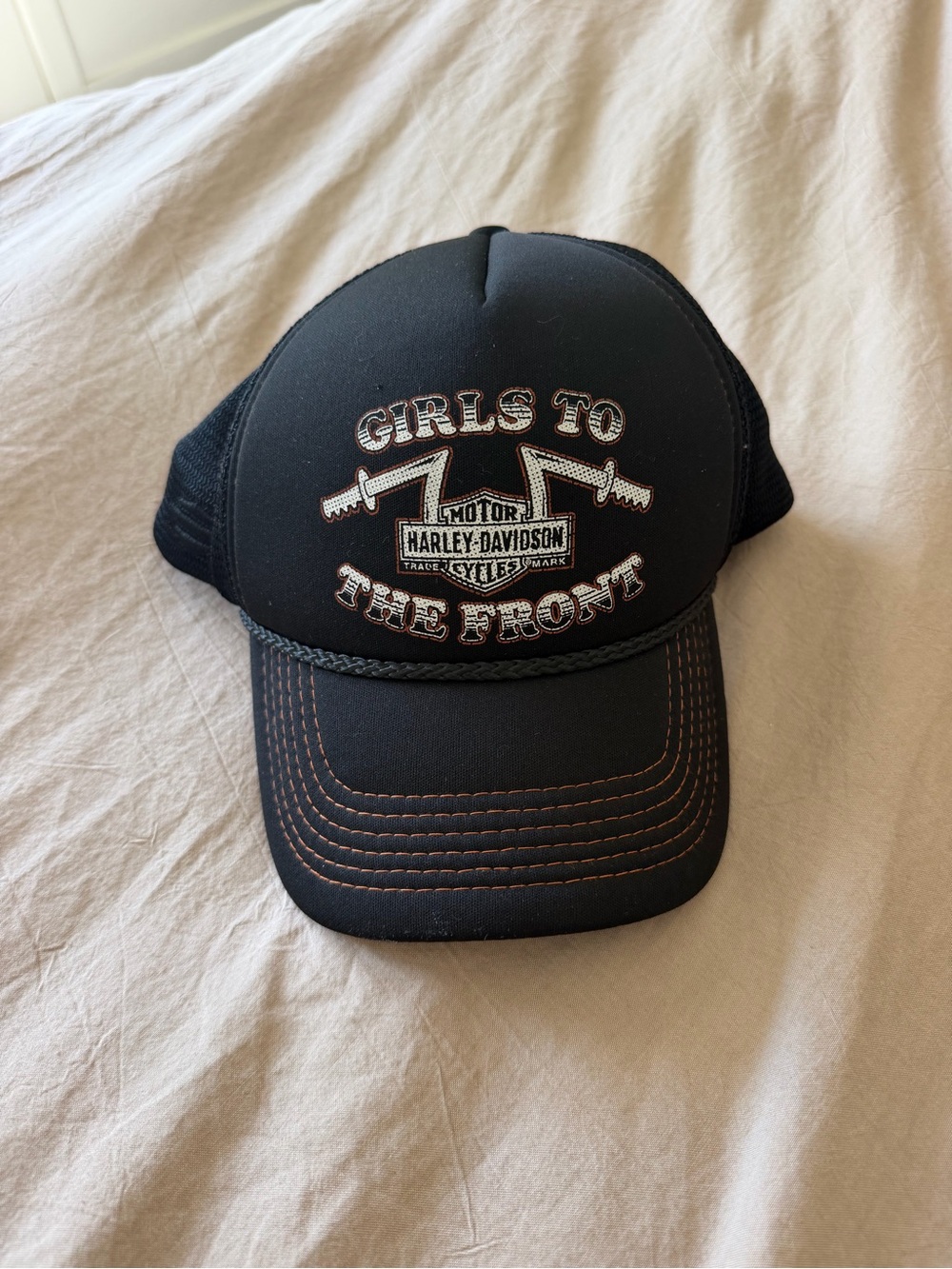 Harley-Davidson Black and Orange Tombstone Arizona Mesh Snapback Hat